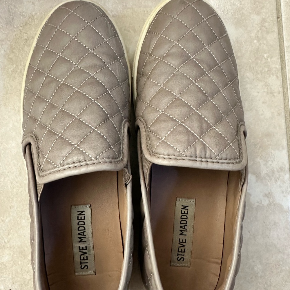 Steve Madden Quilted Slip-On Shoes - Tan